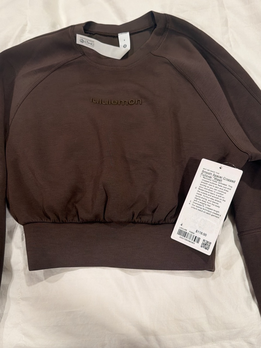 lululemon Brown Cropped Pullover with Raised Logo